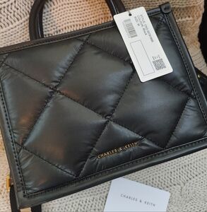 Charles & Keith Small Quilted Crossbody- Black BRAND NEW